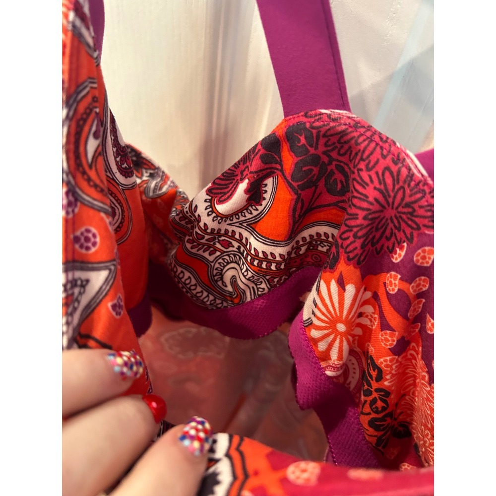 Prana Athletic Dress Orange Magenta Paisley Print Crossback Shelf Bra Yoga Hike - Picture 4 of 7